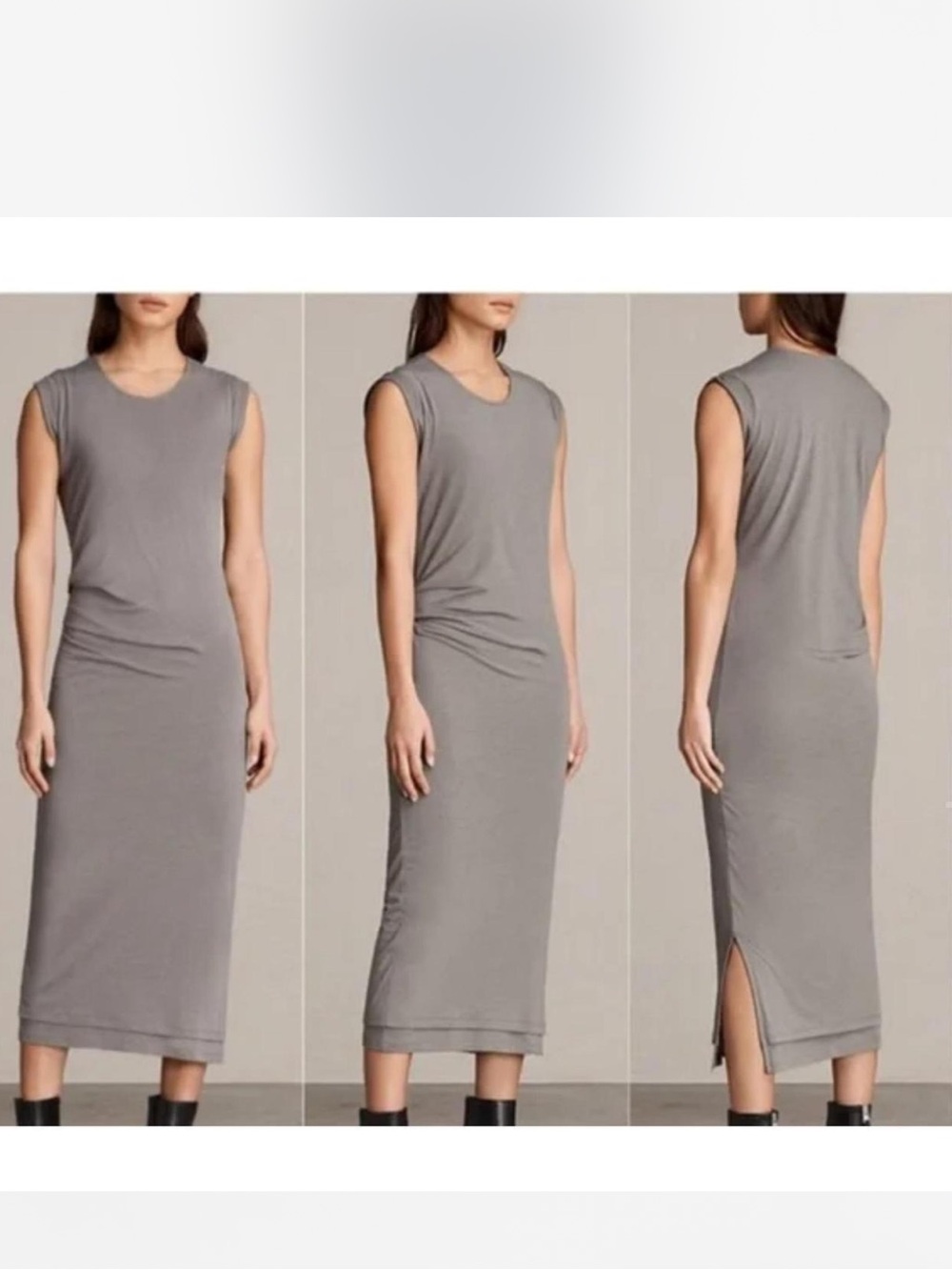 All Saints Gamma ruched midi dress